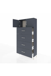 Arges Dolap Tek Raflı 4 Çekmeceli 2 Kapaklı 88x30x182 Antrasit-Antrasit