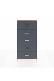 Arges Dolap Tek Raflı 4 Çekmeceli 2 Kapaklı 88x30x182 Çam-Antrasit