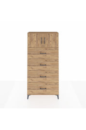 Arges Dolap Tek Raflı 4 Çekmeceli 2 Kapaklı 88x30x182 Çam-Çam