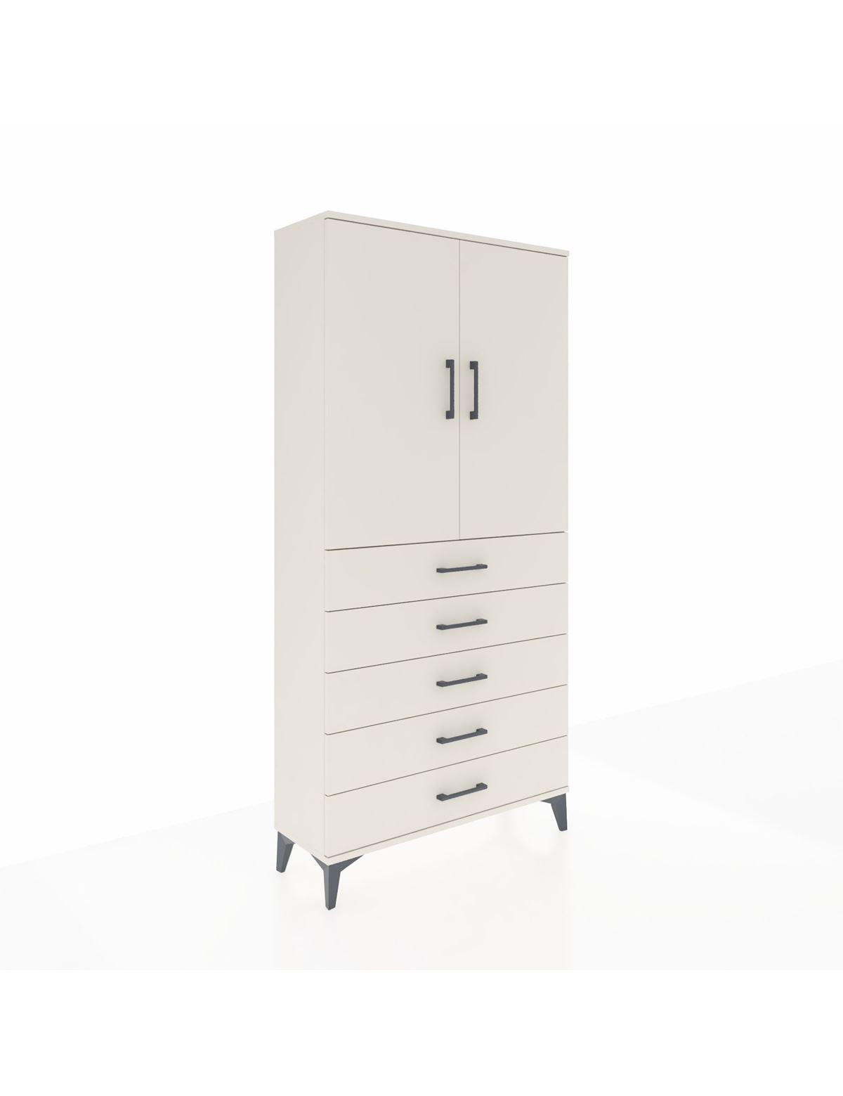 Arges Dolap Tek Raflı 5 Çekmeceli Tek Askılı 88x30x182 Aytaşı-Aytaşı