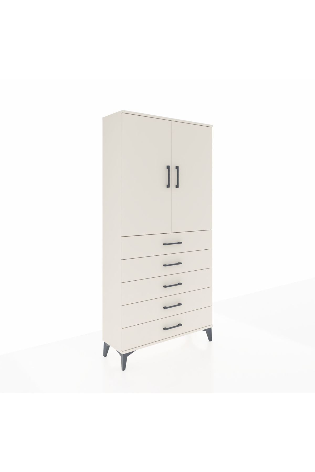 Arges Dolap Tek Raflı 5 Çekmeceli Tek Askılı 88x30x182 Aytaşı-Aytaşı