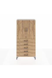 Arges Dolap Tek Raflı 5 Çekmeceli Tek Askılı 88x30x182 Aytaşı-Çam