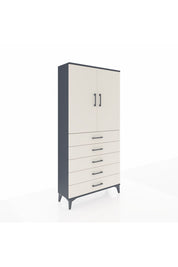 Arges Dolap Tek Raflı 5 Çekmeceli Tek Askılı 88x30x182 Antrasit-Aytaşı