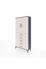 Arges Dolap Tek Raflı 5 Çekmeceli Tek Askılı 88x30x182 Antrasit-Aytaşı