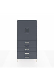 Arges Dolap Tek Raflı 5 Çekmeceli Tek Askılı 88x30x182 Antrasit-Antrasit