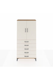 Arges Dolap Tek Raflı 5 Çekmeceli Tek Askılı 88x30x182 Çam-Aytaşı