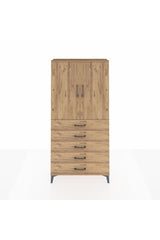 Arges Dolap Tek Raflı 5 Çekmeceli Tek Askılı 88x30x182