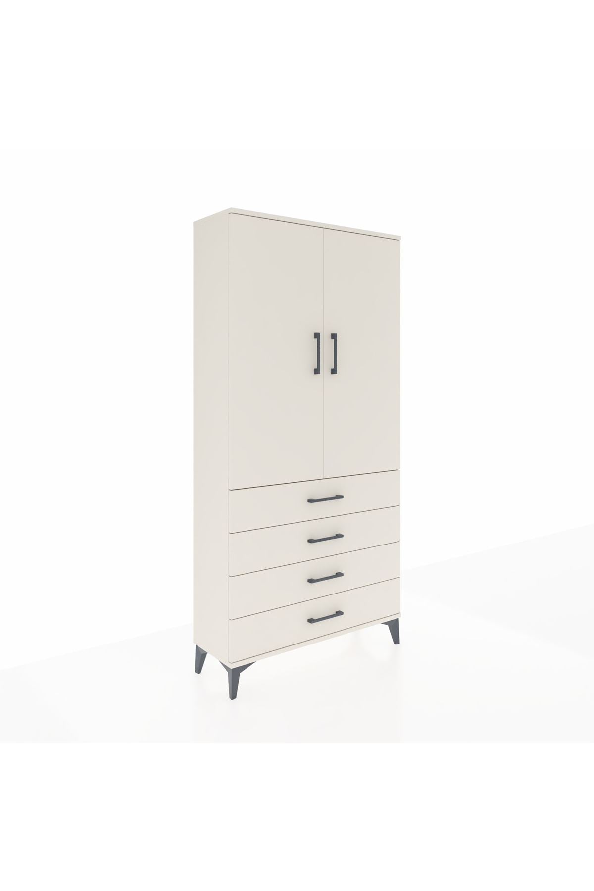 Arges Dolap Tek Raflı 4 Çekmeceli Tek Askılı 88x30x182 Aytaşı-Aytaşı