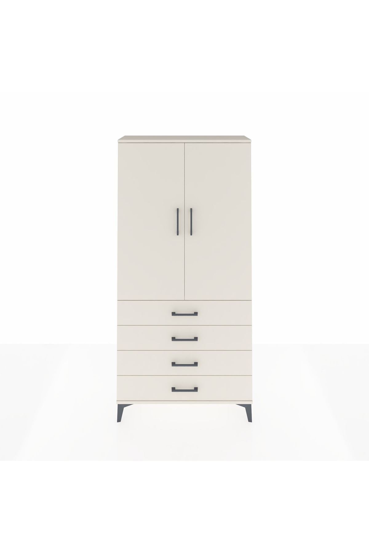 Arges Dolap Tek Raflı 4 Çekmeceli Tek Askılı 88x30x182 Aytaşı-Aytaşı