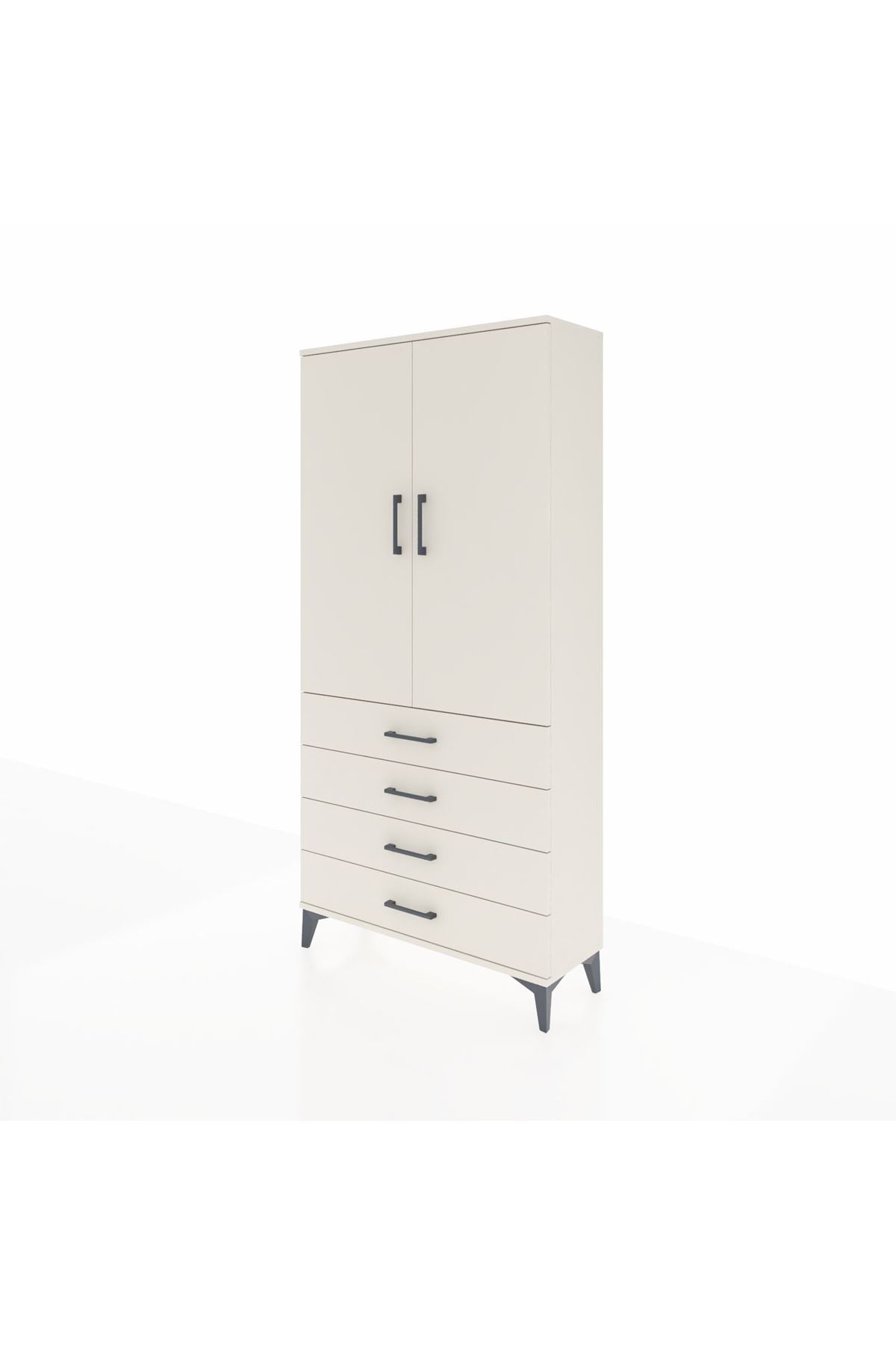 Arges Dolap Tek Raflı 4 Çekmeceli Tek Askılı 88x30x182 Aytaşı-Aytaşı