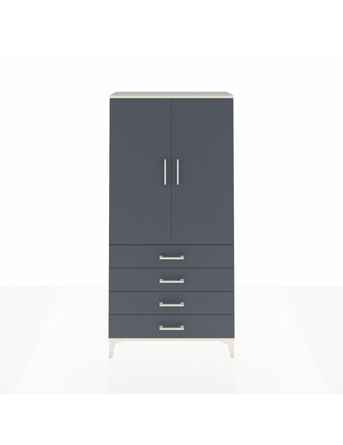 Arges Dolap Tek Raflı 4 Çekmeceli Tek Askılı 88x30x182 Aytaşı-Antrasit