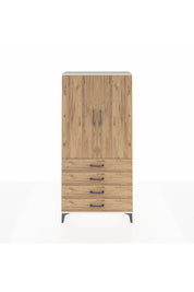Arges Dolap Tek Raflı 4 Çekmeceli Tek Askılı 88x30x182 Aytaşı-Çam