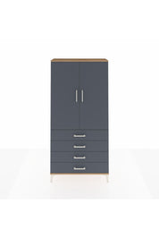 Arges Dolap Tek Raflı 4 Çekmeceli Tek Askılı 88x30x182 Çam-Antrasit