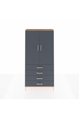 Arges Dolap Tek Raflı 4 Çekmeceli Tek Askılı 88x30x182