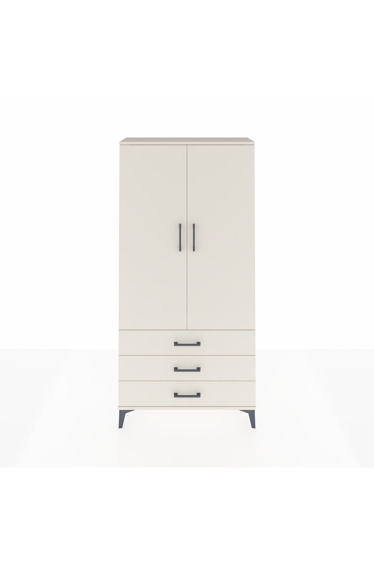 Arges Dolap Tek Raflı 3 Çekmeceli Tek Askılı 88x30x182 Aytaşı-Aytaşı