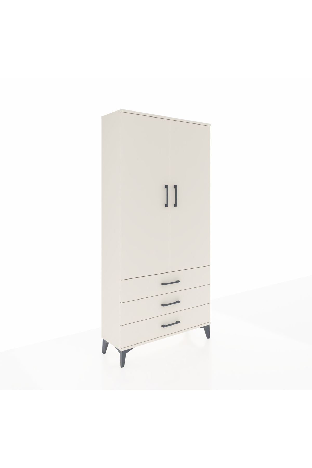 Arges Dolap Tek Raflı 3 Çekmeceli Tek Askılı 88x30x182 Aytaşı-Aytaşı