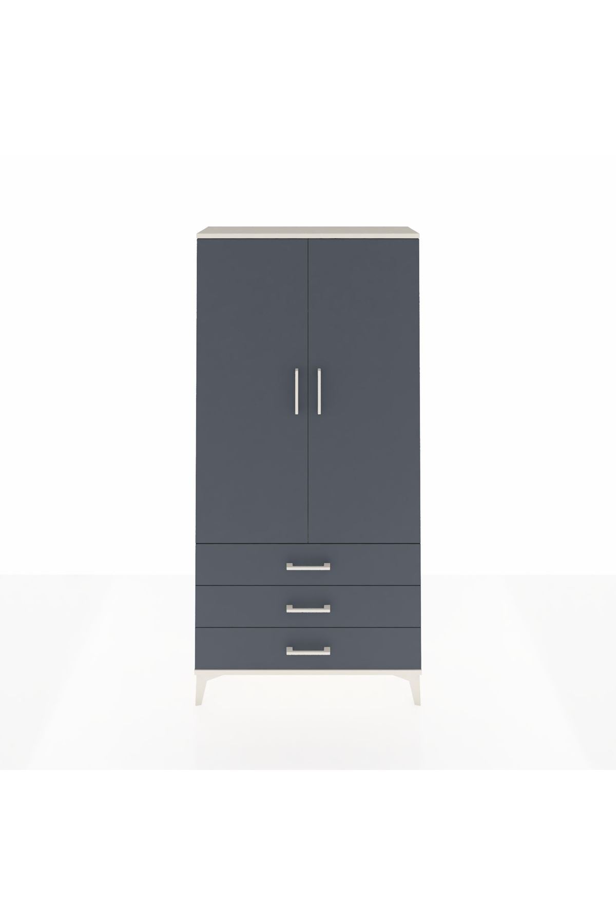 Arges Dolap Tek Raflı 3 Çekmeceli Tek Askılı 88x30x182 Aytaşı-Antrasit