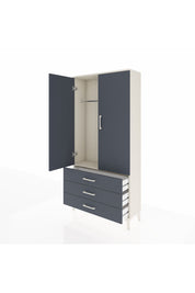 Arges Dolap Tek Raflı 3 Çekmeceli Tek Askılı 88x30x182 Aytaşı-Antrasit