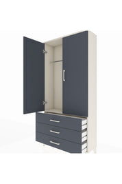 Arges Dolap Tek Raflı 3 Çekmeceli Tek Askılı 88x30x182 Aytaşı-Antrasit