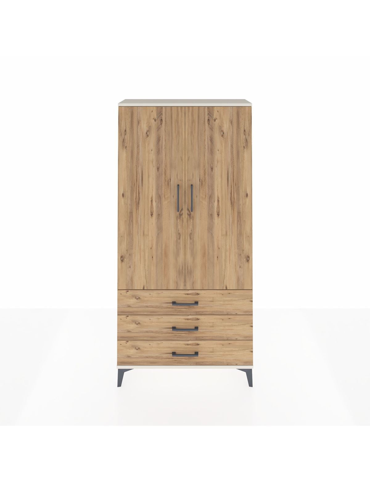 Arges Dolap Tek Raflı 3 Çekmeceli Tek Askılı 88x30x182 Aytaşı-Çam