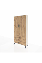 Arges Dolap Tek Raflı 3 Çekmeceli Tek Askılı 88x30x182 Aytaşı-Çam