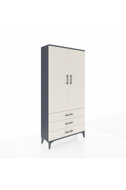 Arges Dolap Tek Raflı 3 Çekmeceli Tek Askılı 88x30x182 Antrasit-Aytaşı