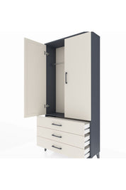 Arges Dolap Tek Raflı 3 Çekmeceli Tek Askılı 88x30x182 Antrasit-Aytaşı