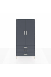 Arges Dolap Tek Raflı 3 Çekmeceli Tek Askılı 88x30x182 Antrasit-Antrasit