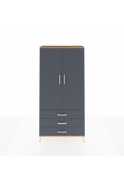 Arges Dolap Tek Raflı 3 Çekmeceli Tek Askılı 88x30x182 Çam-Antrasit