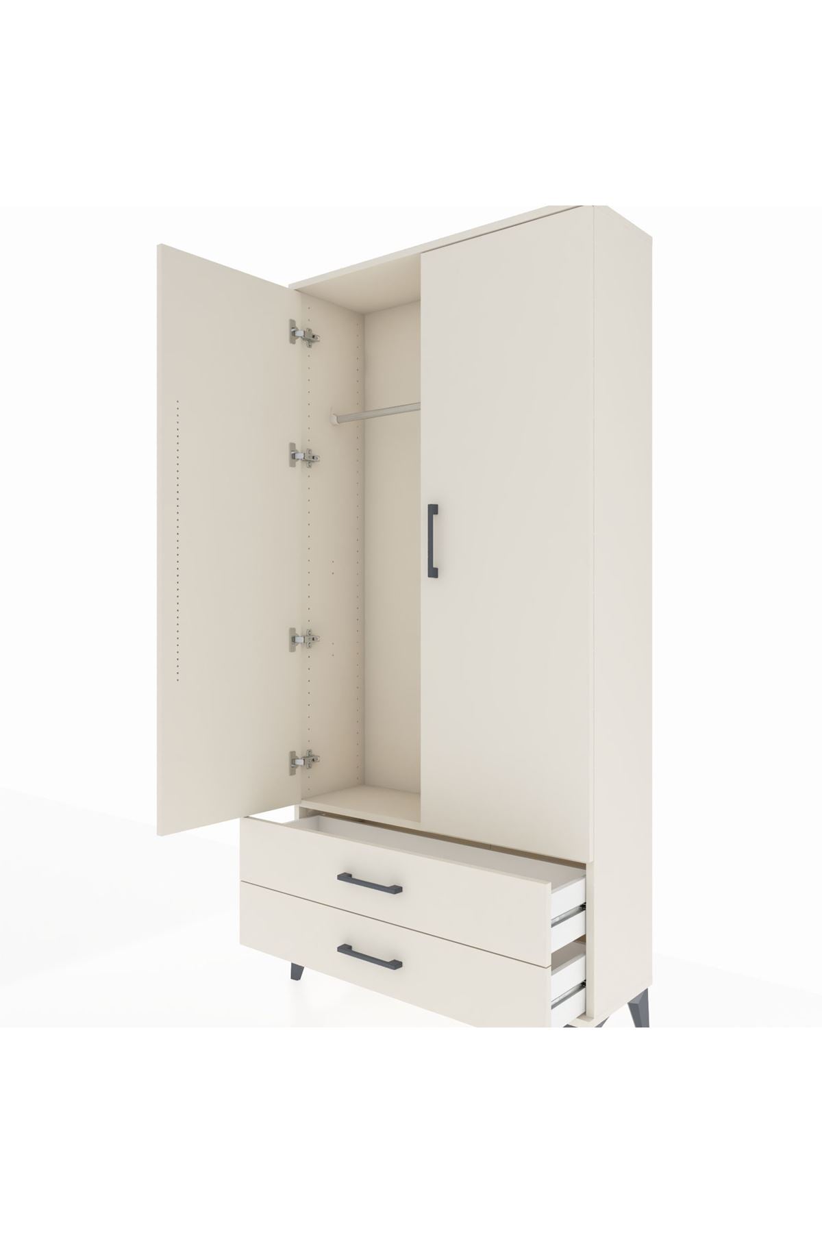 Arges Dolap Tek Raflı 2 Çekmeceli Tek Askılı 88x30x182 Aytaşı-Aytaşı