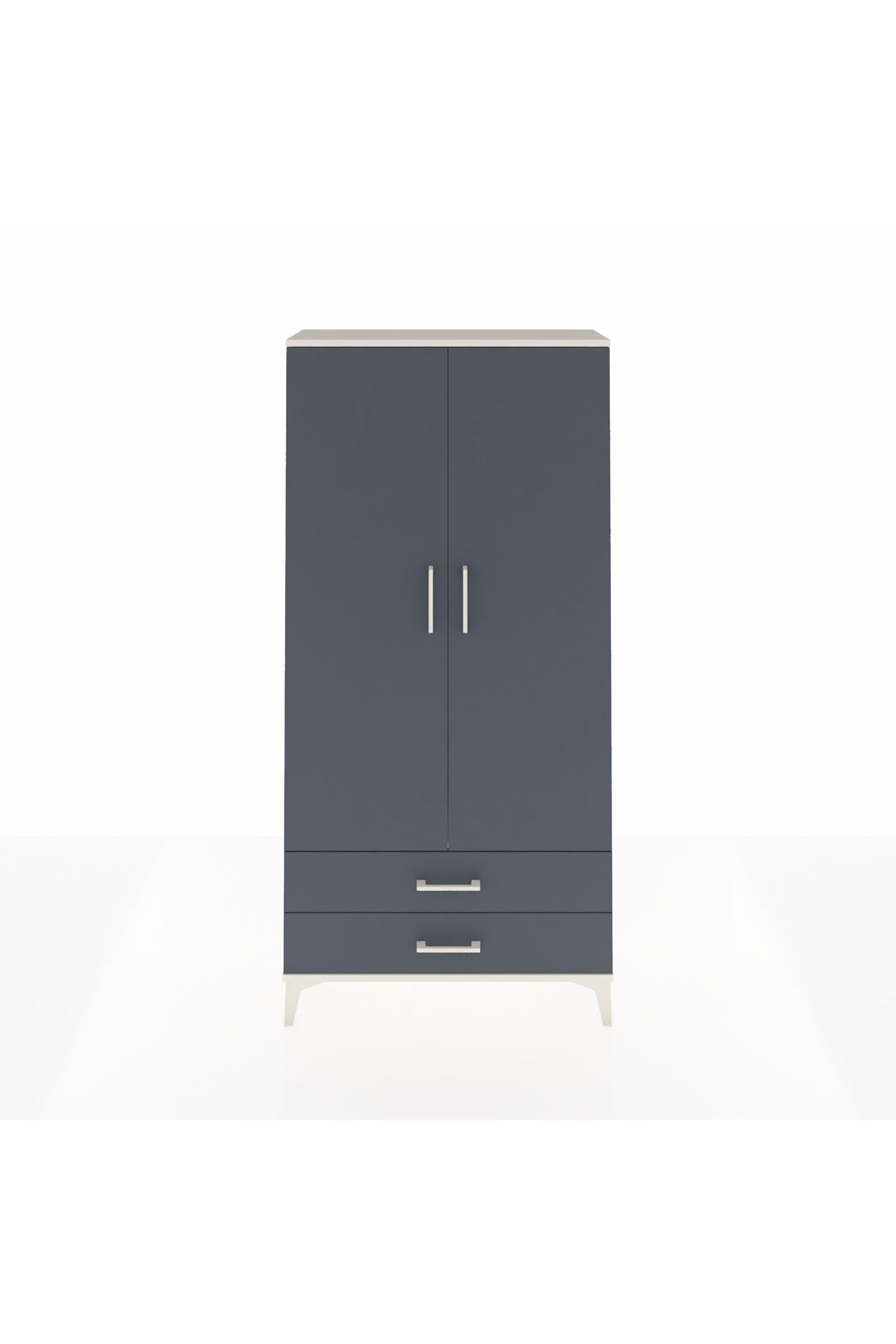 Arges Dolap Tek Raflı 2 Çekmeceli Tek Askılı 88x30x182 Aytaşı-Antrasit