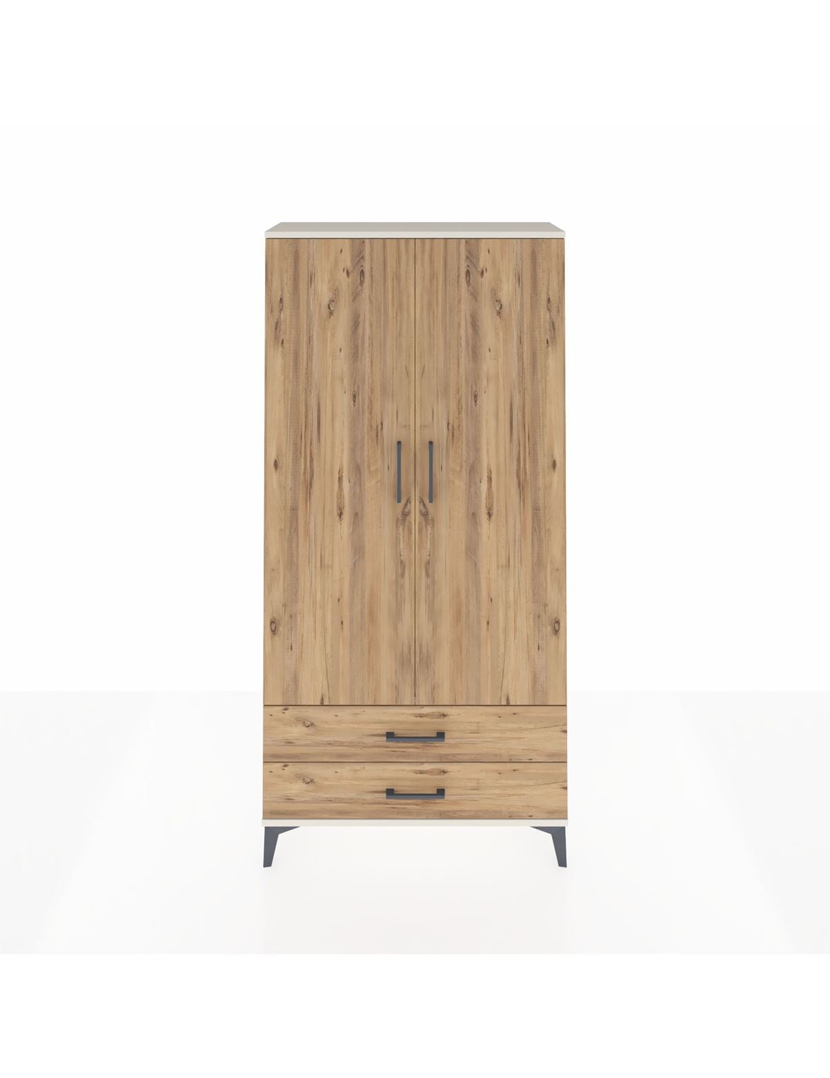 Arges Dolap Tek Raflı 2 Çekmeceli Tek Askılı 88x30x182 Aytaşı-Çam