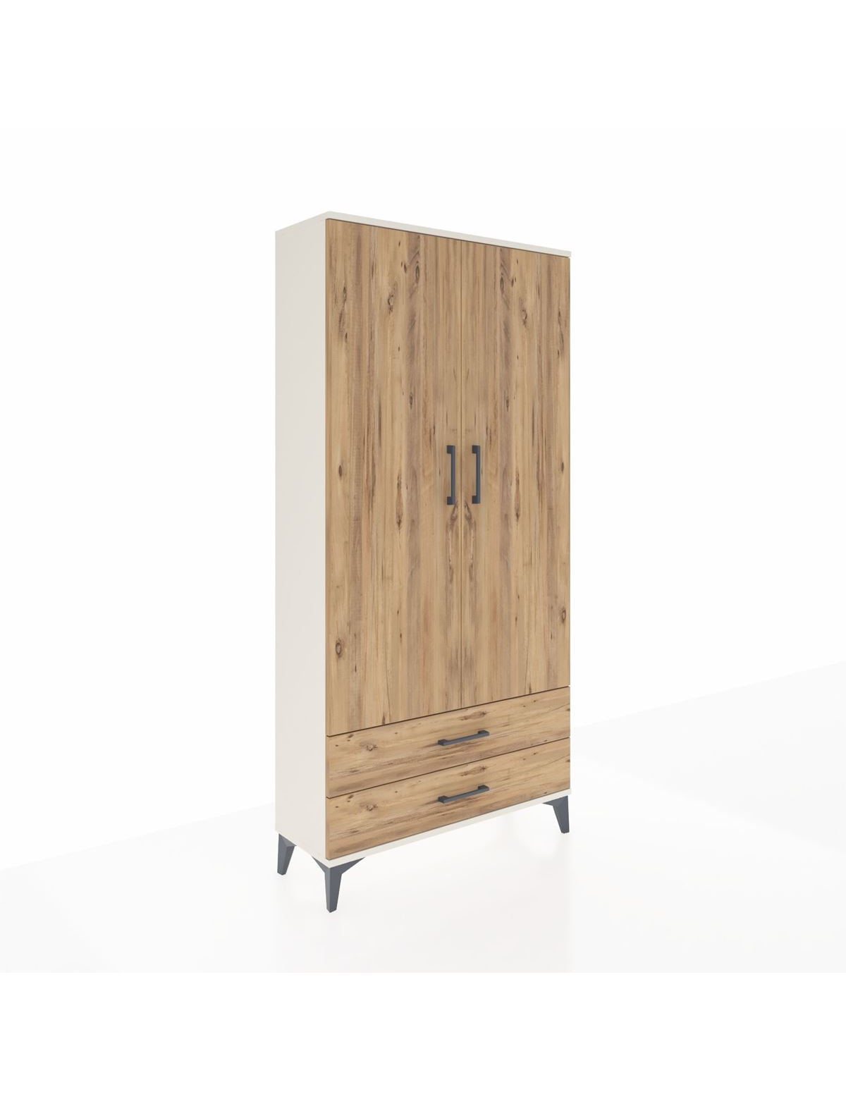 Arges Dolap Tek Raflı 2 Çekmeceli Tek Askılı 88x30x182 Aytaşı-Çam