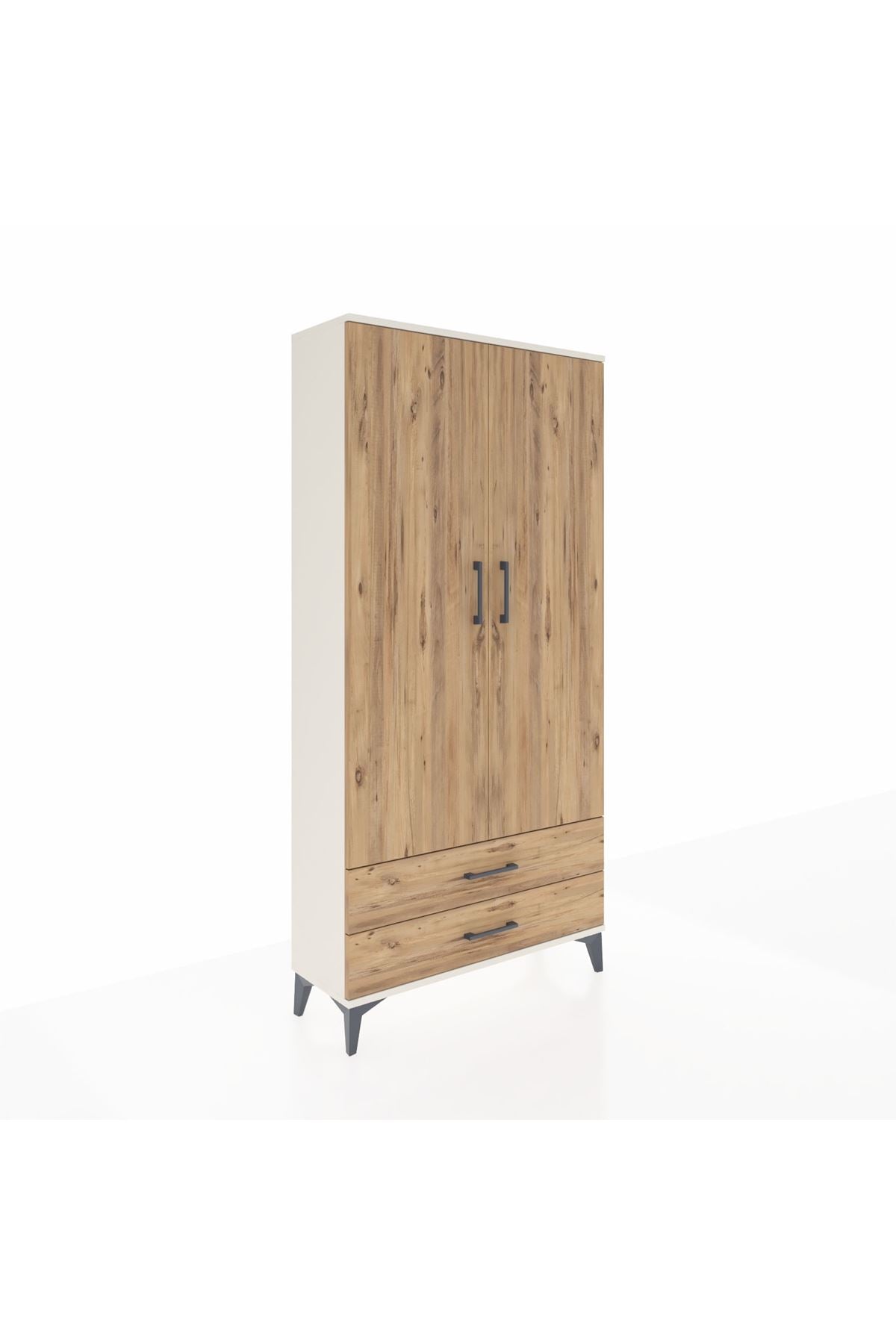 Arges Dolap Tek Raflı 2 Çekmeceli Tek Askılı 88x30x182 Aytaşı-Çam