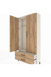 Arges Dolap Tek Raflı 2 Çekmeceli Tek Askılı 88x30x182 Aytaşı-Çam