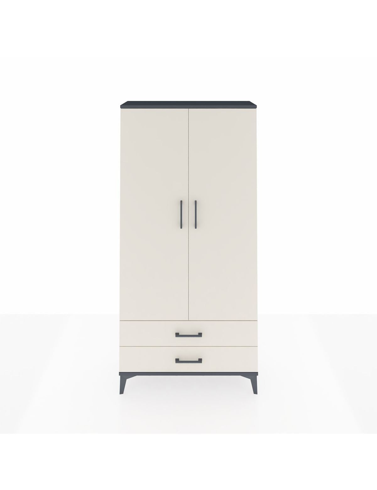 Arges Dolap Tek Raflı 2 Çekmeceli Tek Askılı 88x30x182 Antrasit-Aytaşı