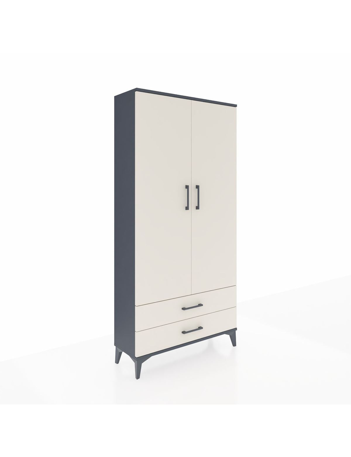 Arges Dolap Tek Raflı 2 Çekmeceli Tek Askılı 88x30x182 Antrasit-Aytaşı