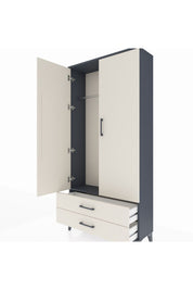 Arges Dolap Tek Raflı 2 Çekmeceli Tek Askılı 88x30x182 Antrasit-Aytaşı