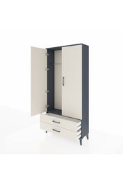 Arges Dolap Tek Raflı 2 Çekmeceli Tek Askılı 88x30x182 Antrasit-Aytaşı