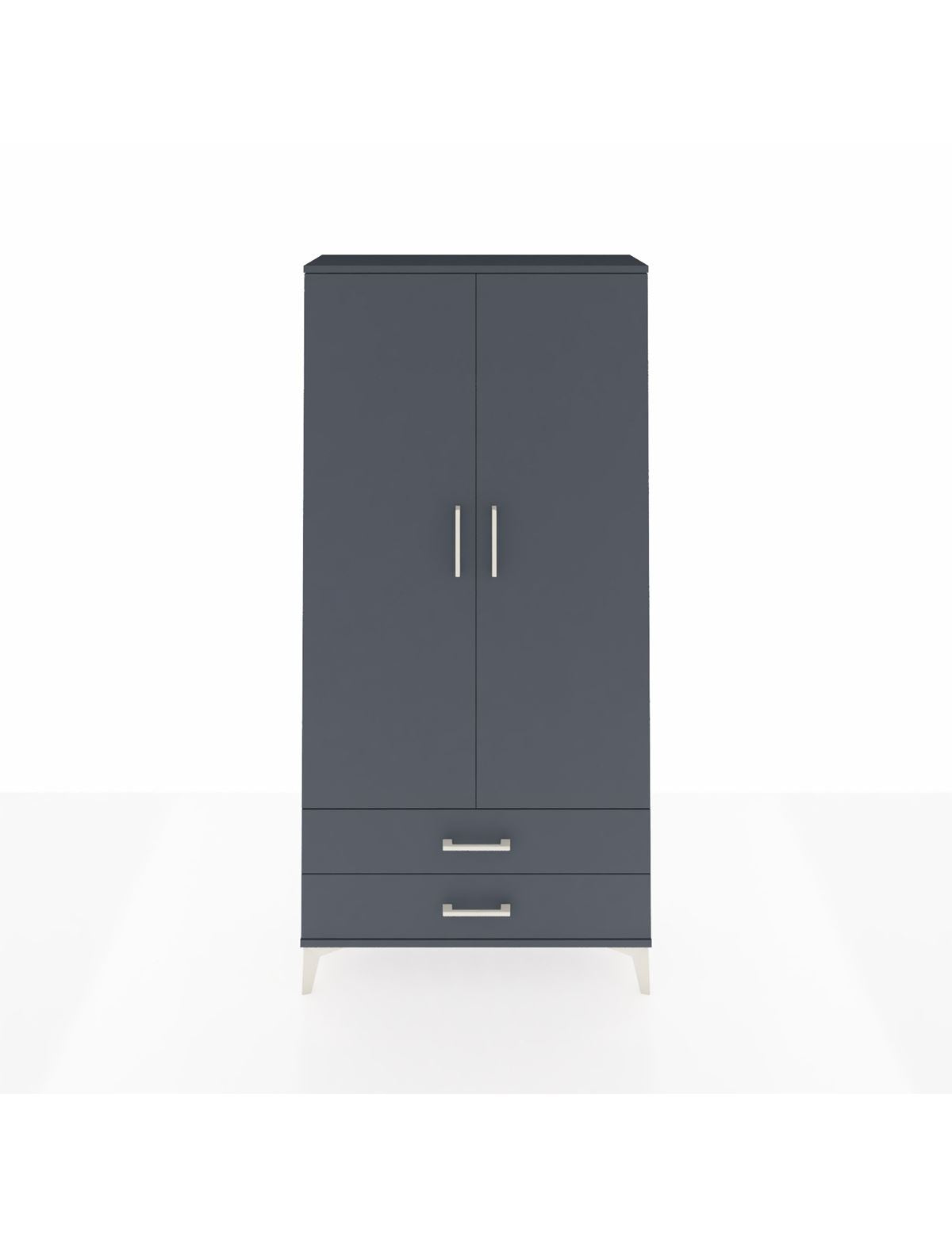 Arges Dolap Tek Raflı 2 Çekmeceli Tek Askılı 88x30x182 Antrasit-Antrasit