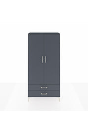 Arges Dolap Tek Raflı 2 Çekmeceli Tek Askılı 88x30x182 Antrasit-Antrasit