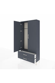 Arges Dolap Tek Raflı 2 Çekmeceli Tek Askılı 88x30x182 Antrasit-Antrasit