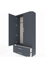 Arges Dolap Tek Raflı 2 Çekmeceli Tek Askılı 88x30x182 Antrasit-Antrasit