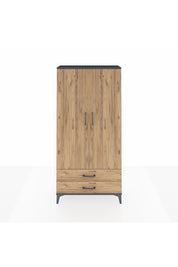 Arges Dolap Tek Raflı 2 Çekmeceli Tek Askılı 88x30x182 Antrasit-Çam