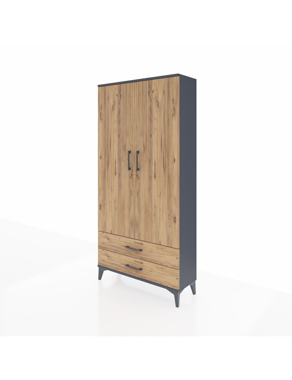 Arges Dolap Tek Raflı 2 Çekmeceli Tek Askılı 88x30x182 - S24M029V6A