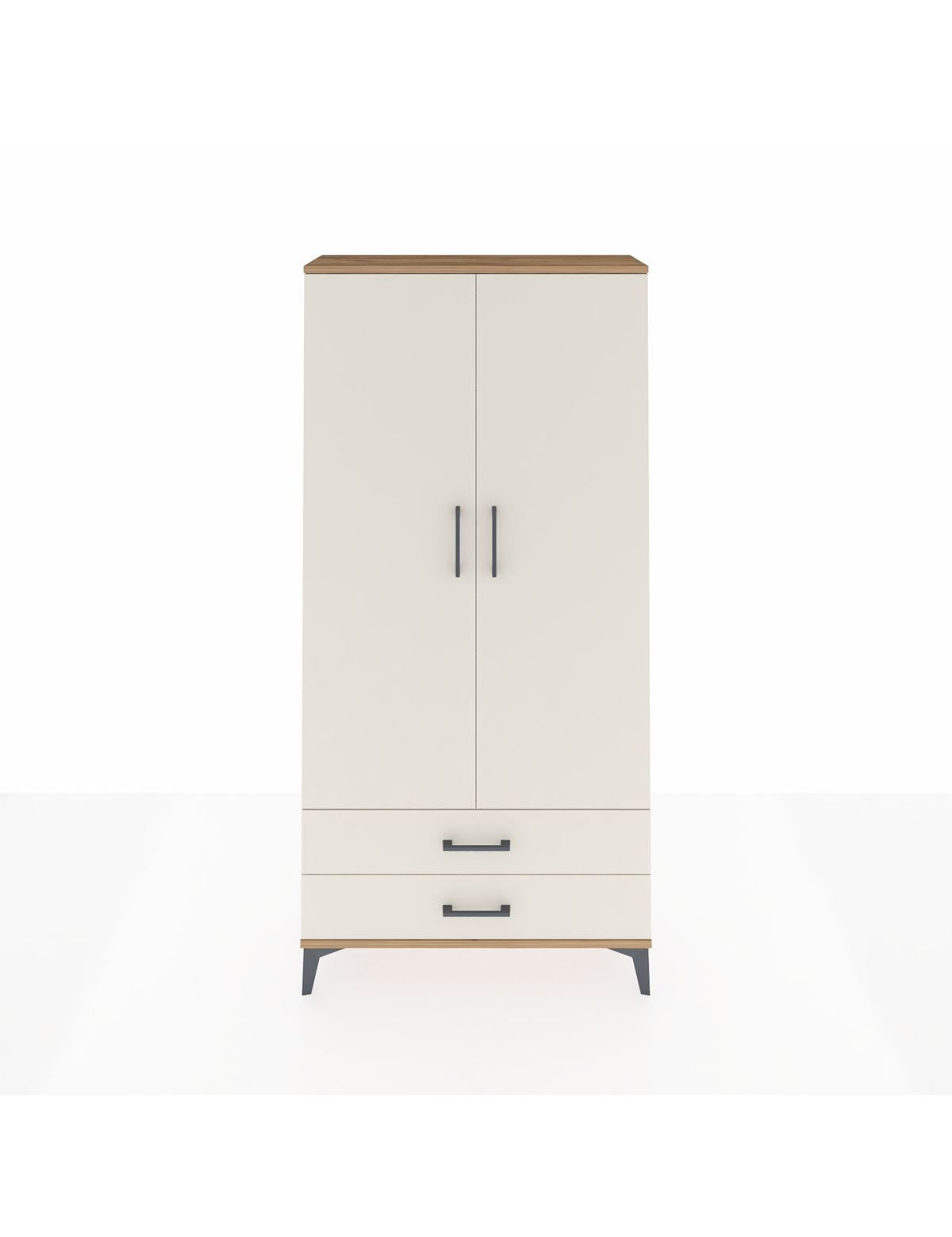 Arges Dolap Tek Raflı 2 Çekmeceli Tek Askılı 88x30x182 Çam-Aytaşı