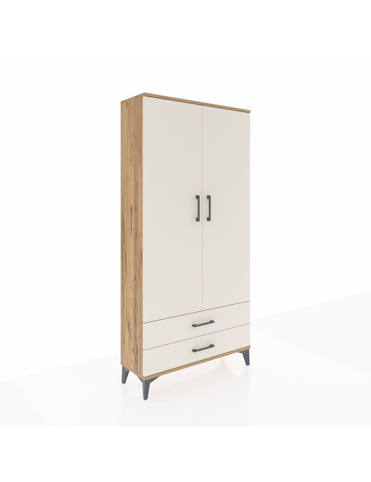 Arges Dolap Tek Raflı 2 Çekmeceli Tek Askılı 88x30x182 Çam-Aytaşı