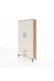 Arges Dolap Tek Raflı 2 Çekmeceli Tek Askılı 88x30x182 Çam-Aytaşı