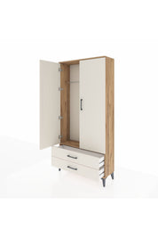 Arges Dolap Tek Raflı 2 Çekmeceli Tek Askılı 88x30x182 Çam-Aytaşı