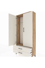 Arges Dolap Tek Raflı 2 Çekmeceli Tek Askılı 88x30x182 Çam-Aytaşı